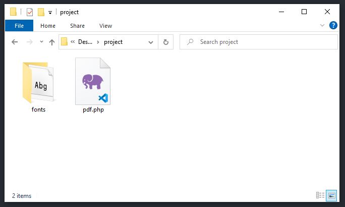 Image 2 - pdf.php is in the same level with fonts folder